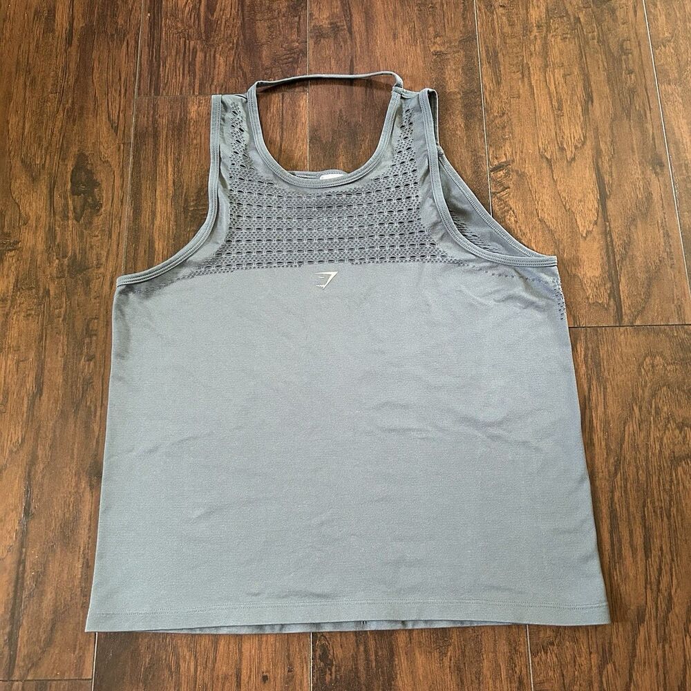 Gymshark Ash Blue Energy Seamless Perforated Athletic Tank Top Womens Medium